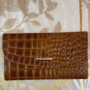 JONES NEW YORK Cognac GENUINE LEATHER Croc Print CARd WALLET